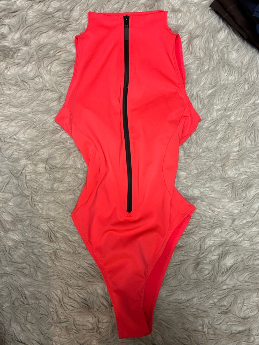 Red Front-Zip One-Piece Swimsuit - Picture 4 of 5